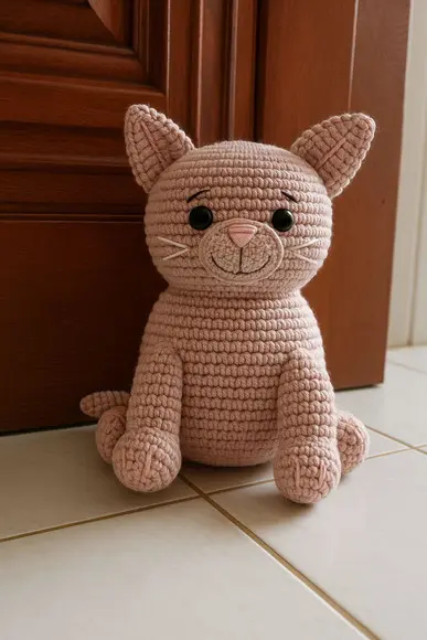 Peso de Porta Amigurumi Gatinho em Crochê