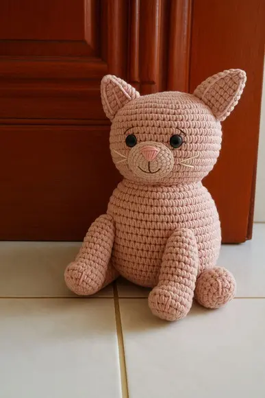 Peso de Porta Amigurumi Gatinho em Crochê