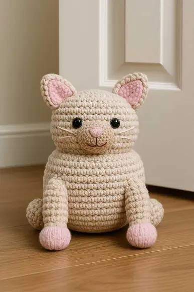 Peso de Porta Amigurumi Gatinho em Crochê