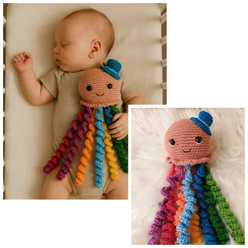Polvo Sensorial Arco-íris em Crochê Personalizável