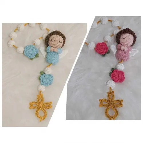 Terço de Berço em Crochê com Anjinho Amigurum