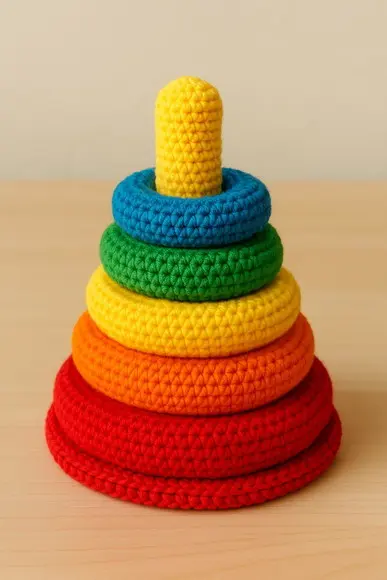 Torre de Argolas Sensorial de Crochê