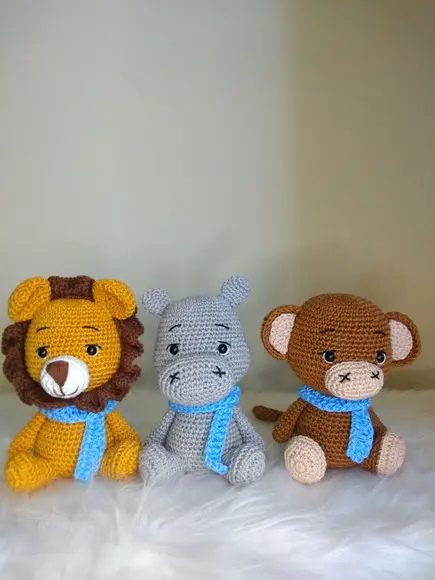 Trio Safári Baby Amigurumi (3 Bichinhos a Sua Escolha)