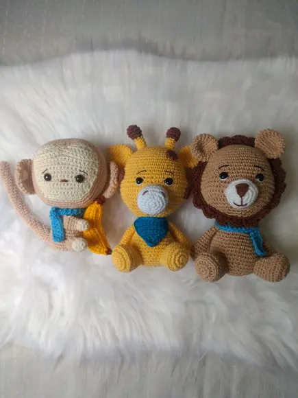 Trio Safári Baby Amigurumi (3 Bichinhos a Sua Escolha)