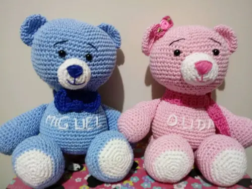 Urso Chá Revelação em Crochê (par)
