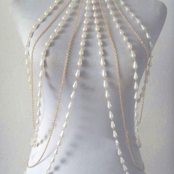 Bodychain Corrente e Pérolas