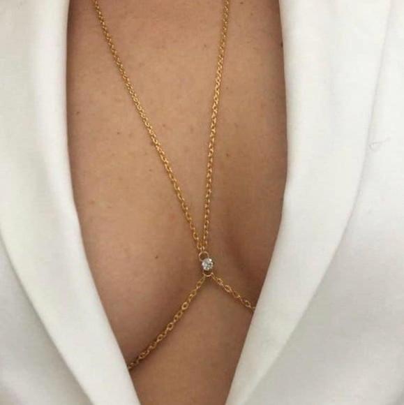 Bodychain Cristal Banhado a Ouro