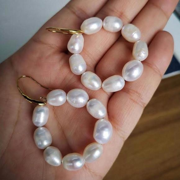 Brinco Pérolas de Água Doce Círculo