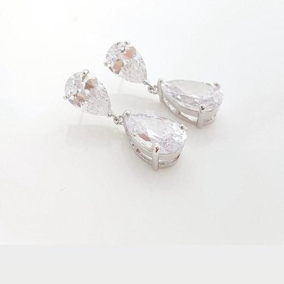 Brinco Zircônia gota dupla