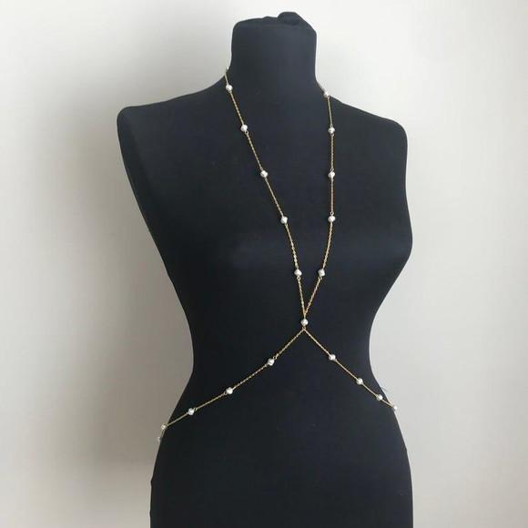 Colar de corpo BodyChain Pérolas