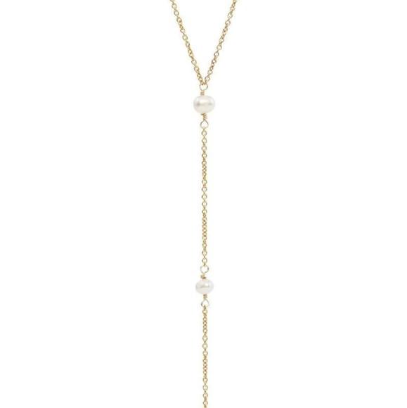 Colar Invertido Dourado com Detalhes em Pérolas de Água Doce