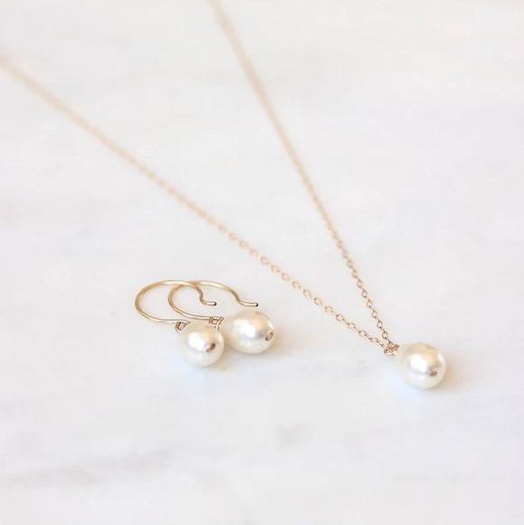 Conjunto Colar e brinco pérola gota