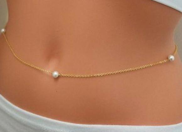 Corrente de Cintura Bodychain Pérolas