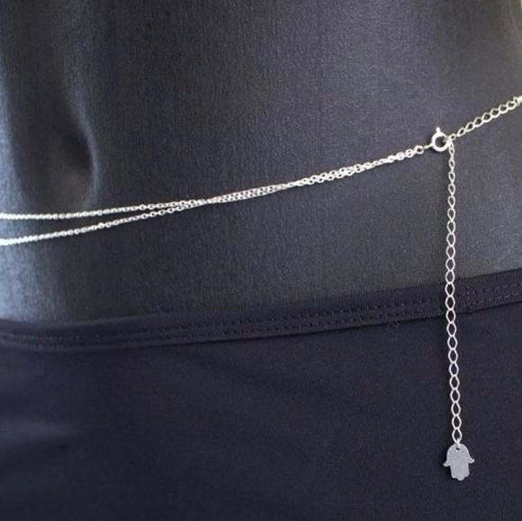 Corrente De Cintura Bodychain Prateado