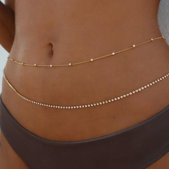 Corrente de cintura strass dupla
