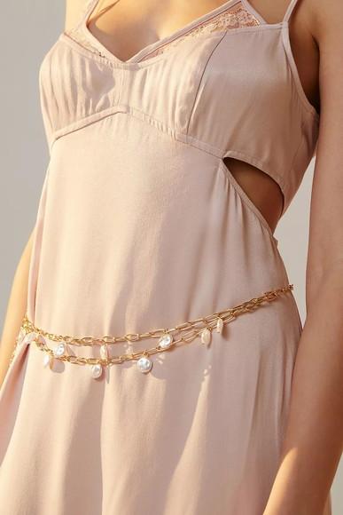 Corrente de Cintura Dupla Bodychain Pérolas
