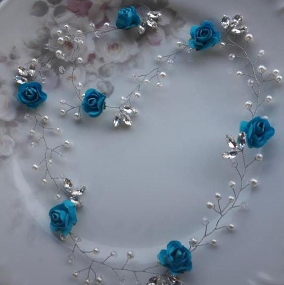 Fio arranjo rosas Pérolas e cristais