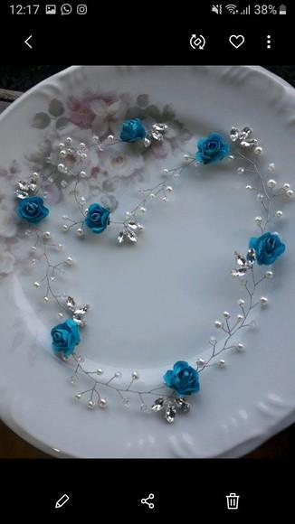 Fio arranjo rosas Pérolas e cristais