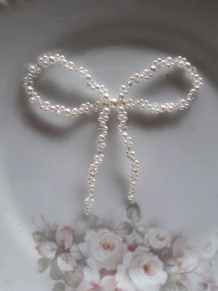 Grampinho laço Cristais e pérolas