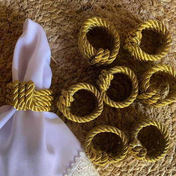 Porta Guardanapo Corda dourado