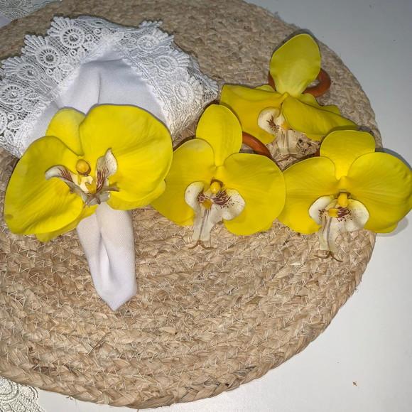 Porta Guardanapo Orquídea Amarela