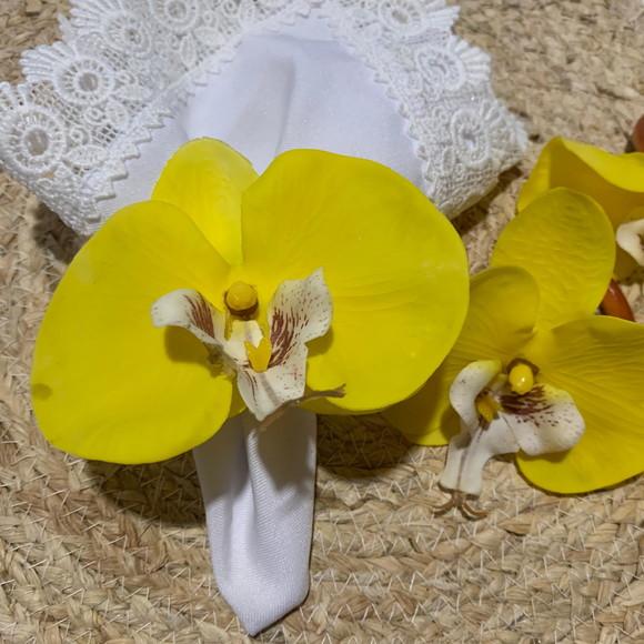 Porta Guardanapo Orquídea Amarela