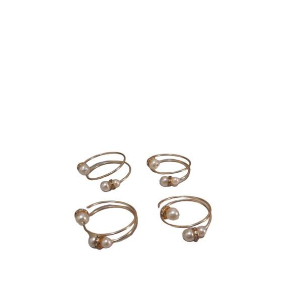 Porta Guardanapo Pérolas Dourado