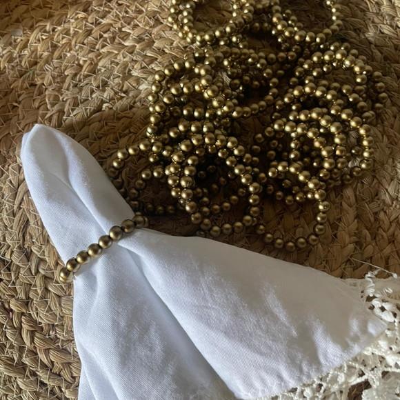 Porta Guardanapo Pérolas Dourado