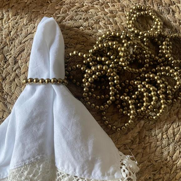 Porta Guardanapo Pérolas Dourado