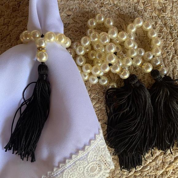 Porta Guardanapo Pérolas tassel