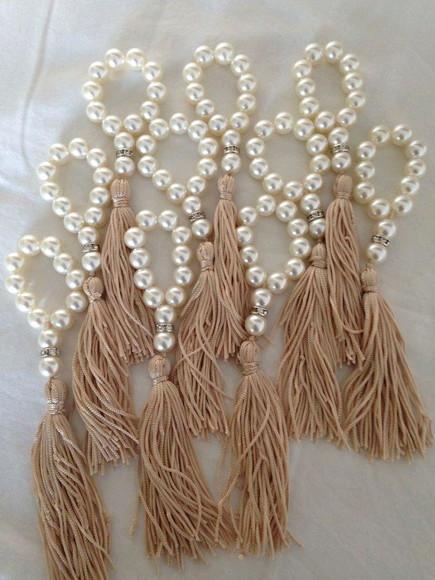 Porta Guardanapo Perolas tassel