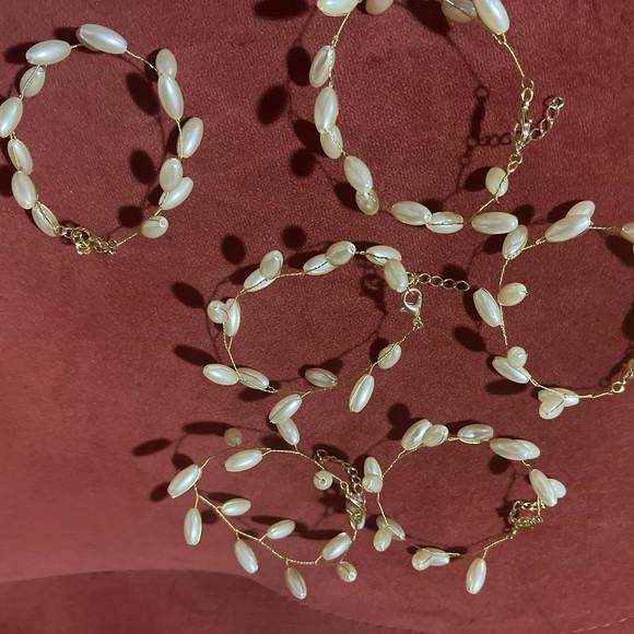 Pulseira corsagê de pérolas kit 6