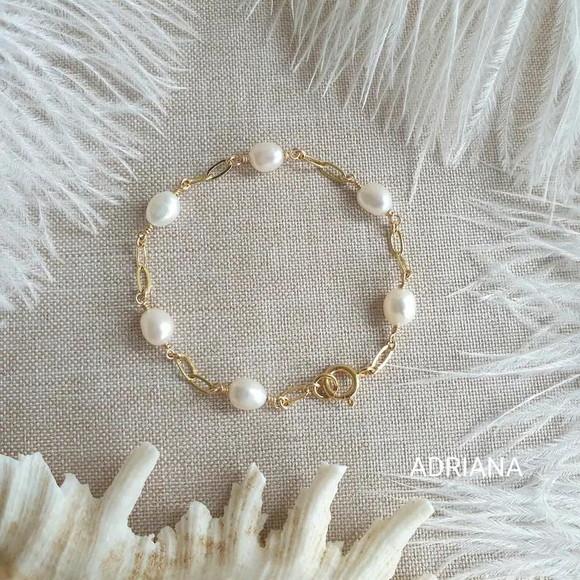 Pulseira Corrente com Pérolas Barrocas