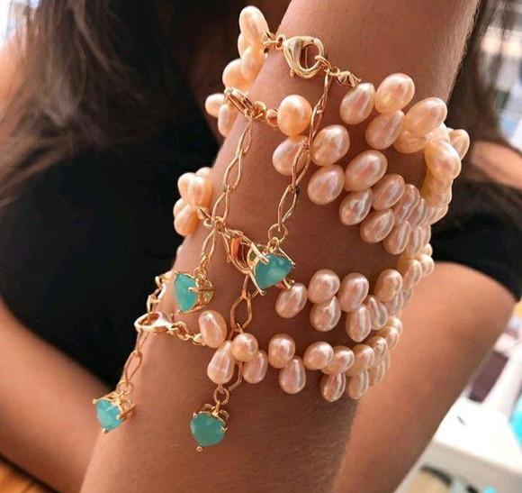 Pulseira Pérolas barrocas com pingentes