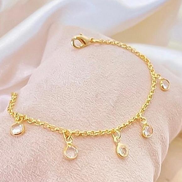 Pulseira Delicada Cristais Banhada