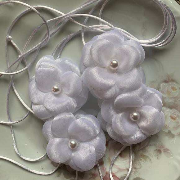Sandália pés descalço Flor organza
