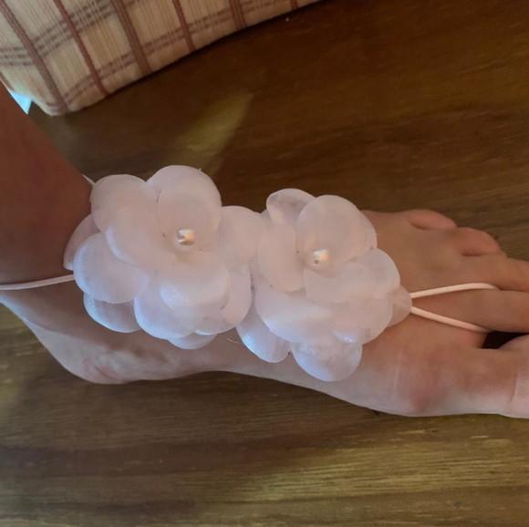 Sandália Pés Descalço Flor Organza