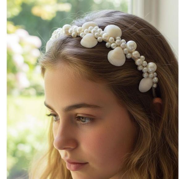 Tiara Conchas Pérolas