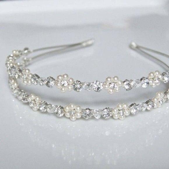 Tiara Dupla strass e Perola