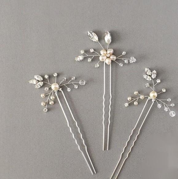 Trio Grampinho Cristais E Pérolas