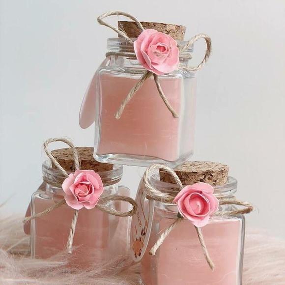 Vela Cera de Coco Lembrancinha Rosa