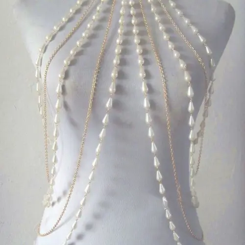 Bodychain Corrente e Pérolas