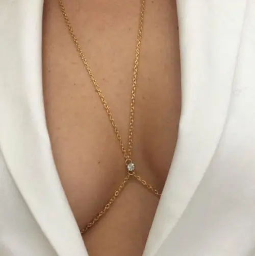 Bodychain Cristal Banhado a Ouro