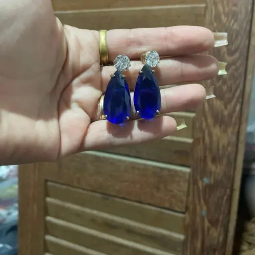 Brinco Azul Zircônia Gota