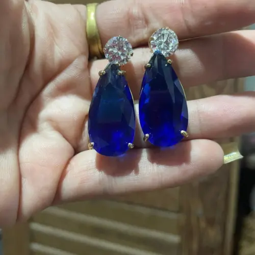 Brinco Azul Zircônia Gota