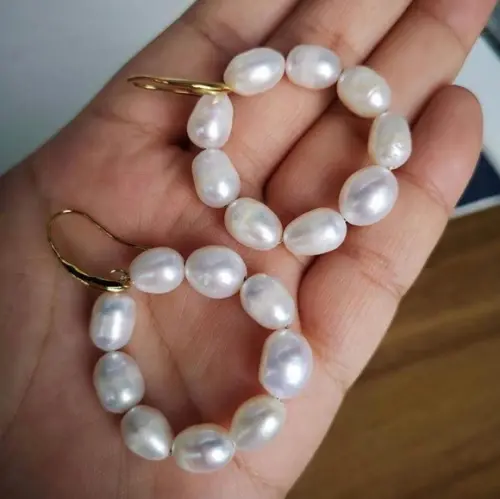Brinco Pérolas de Água Doce Círculo