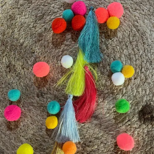 Chaveiro de Bolsa pompons