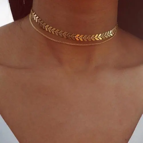 Chocker gargantilha corrente espinha de peixe