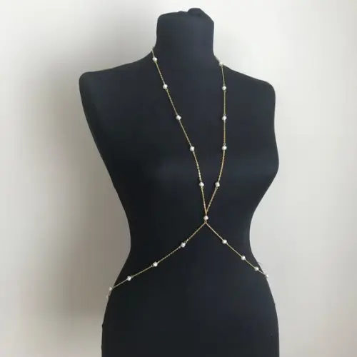 Colar de corpo BodyChain Pérolas
