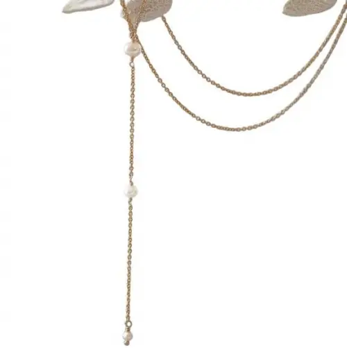 Colar Invertido Dourado com Detalhes em Pérolas de Água Doce
